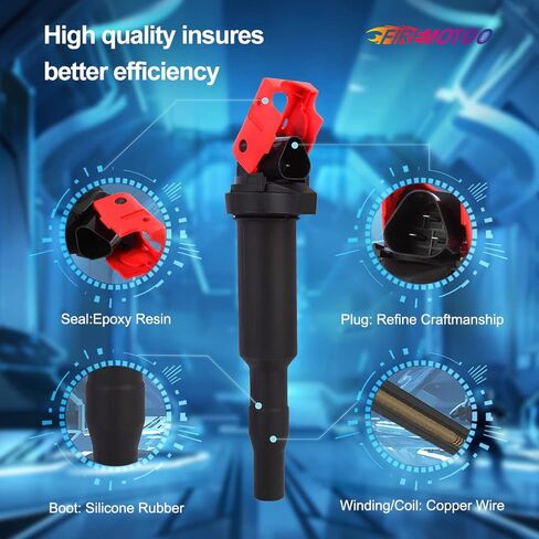 مجموعة من 6 ملفات إشعال UF592 متوافقة مع BMW 128i 135i 325i 330i 335i 525i 528i 530i 535i X3 X5 X6 M5 M6 Z4 3.0L 2.5L 2.2L استبدال UF-571 0221504470 12137562744 in Saudi Arabia