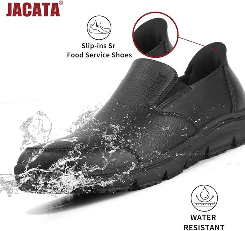 Jacata حذاء عمل سهل الارتداء للرجال يدعم قوس القدم وخدمة الطعام للرجال مقاوم للانزلاق من الجلد مقاوم للانزلاق حذاء مشي للمطاعم والمطبخ in Kuwait