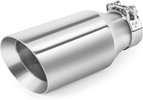 2.5 to 4 Inch Exhaust Tip 2.5"Inlet to 4"Outlet Exhaust Tips 9" Length Muffler Tip 304 Stainless Steel Tailpipe Diesel Exhaust Tip Double Wall Polished Slant Cut Clamp On (Sliver) in Kuwait