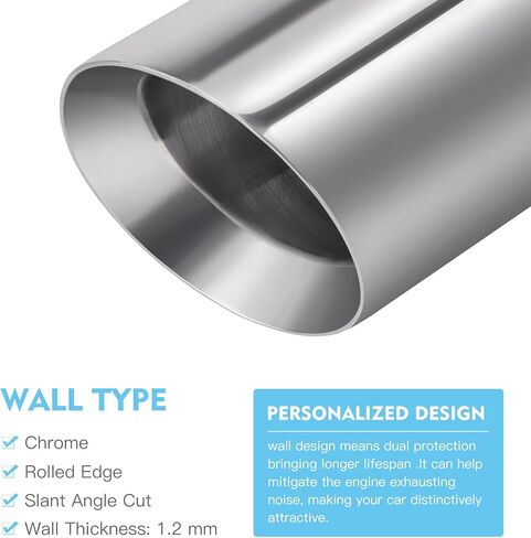 2.5 to 4 Inch Exhaust Tip 2.5"Inlet to 4"Outlet Exhaust Tips 9" Length Muffler Tip 304 Stainless Steel Tailpipe Diesel Exhaust Tip Double Wall Polished Slant Cut Clamp On (Sliver) in Kuwait