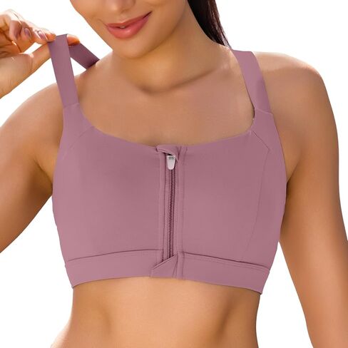 Vorcy Front Zipper Sports Bras for Women Adjustable Racerback Back High Impact Sports Bras High Support Yoga Bra in Saudi Arabia