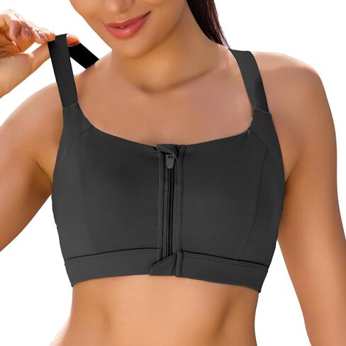 Vorcy Front Zipper Sports Bras for Women Adjustable Racerback Back High Impact Sports Bras High Support Yoga Bra in Saudi Arabia