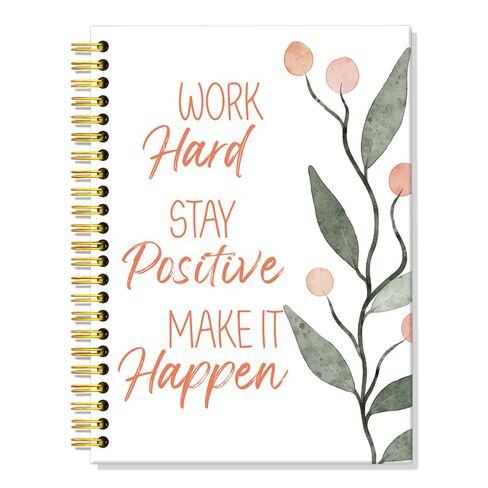 ERHACHAIJIA Work Hard Stay Positive Make It Happen 160 Pages Hardcover Lined Spiral Notebook, Inspirational Notebook Gifts for Coworker Staff Team Members, Positive Affirmations Journal for Daughter in Saudi Arabia