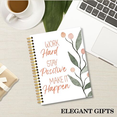 ERHACHAIJIA Work Hard Stay Positive Make It Happen 160 Pages Hardcover Lined Spiral Notebook, Inspirational Notebook Gifts for Coworker Staff Team Members, Positive Affirmations Journal for Daughter in Saudi Arabia