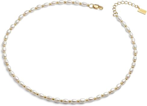 قلادة Elegatto Pearl Choker Premium مطلية بالذهب عيار 18 قيراط للنساء | الفولاذ المقاوم للصدأ المصقول المطلي بالذهب مع اللؤلؤ | مصمم المجوهرات النسائية in Kuwait