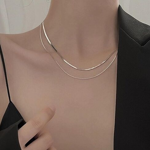 Silver Double-Layered Dainty Choker Necklace for Women in Saudi Arabia
