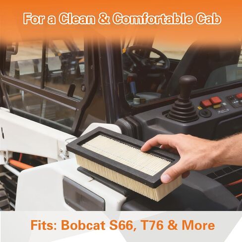 مجموعة فلتر هواء المقصورة 7313306 7310820 من GrandEast تناسب لوادر انزلاقية التوجيه Bobcat S62 S64 S66 S76 وT62 T64 T66 T76 T86، استبدال مباشر لمرشحات الكابينة الخارجية الداخلية in Kuwait