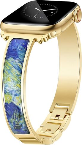 Gold Slim Watch Bands for Women Compatible with Apple Watch 38mm 40mm 41mm 42mm 44mm 45mm 49mm Jewelry Dressy Bracelet Metal Strap Adjustable for iWatch Series 8/7/6/5/4/3/2/1/SE/Ultra in Kuwait