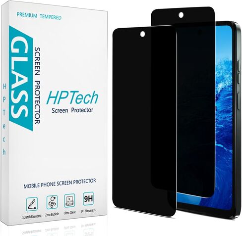 واقي شاشة للخصوصية HPTech (عبوة من قطعتين) لهاتف Motorola Moto G Stylus 5G 2023 زجاج مقوى مضاد للتجسس، خالٍ من الفقاعات، صديق للحافظة in Saudi Arabia