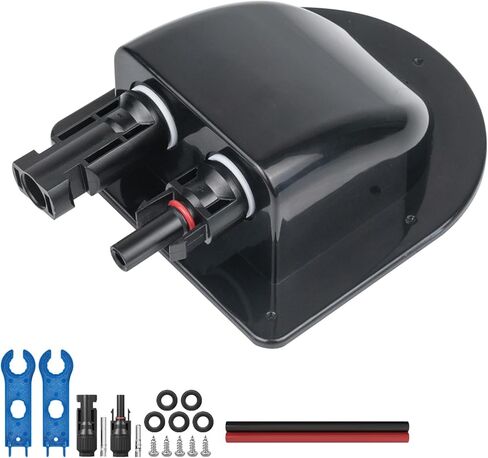 Solar Cable Entry Gland with 10Awg Solar Cable and Solar Connector UV Resistance Dual Cable Entry Housing for Solar RV Boats Yacht Roofs (White 0.3FT) in Saudi Arabia