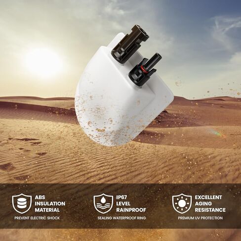 Solar Cable Entry Gland with 10Awg Solar Cable and Solar Connector UV Resistance Dual Cable Entry Housing for Solar RV Boats Yacht Roofs (White 0.3FT) in Saudi Arabia