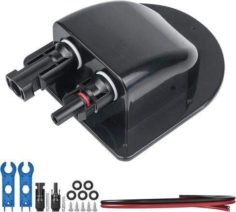 Solar Cable Entry Gland with 10Awg Solar Cable and Solar Connector UV Resistance Dual Cable Entry Housing for Solar RV Boats Yacht Roofs (White 0.3FT) in Saudi Arabia