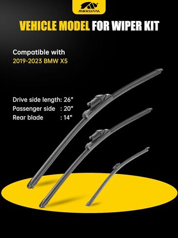 MIKKUPPA 26"+20"+14" Windshield Wipers Blades Replacement for 2019-2023 BMW X5, Top Lock Front & Rear All Season Wiper Blades Set(Pack of 3) in Saudi Arabia