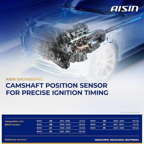 AISIN CMSBM-00287 Engine Camshaft Position Sensor - Compatible with BMW M3 2001-2006 3.2L, M5 2000-2003 4.9L 5.0L, Z3 2001-2002 3.2L, Z4 2006-2008 3.2L, Z8 2000-2003 4.9L 5.0L in Saudi Arabia