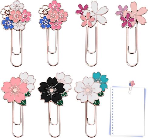 Grevosea 7 Pcs Cute Paper Clips, Flower Shaped Decorative Paper Clips Metal Paperclip Large Size Bookmark Office Stationery Supplies for Students Teachers Home Desk Organizers in Saudi Arabia