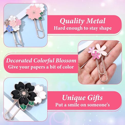 Grevosea 7 Pcs Cute Paper Clips, Flower Shaped Decorative Paper Clips Metal Paperclip Large Size Bookmark Office Stationery Supplies for Students Teachers Home Desk Organizers in Saudi Arabia