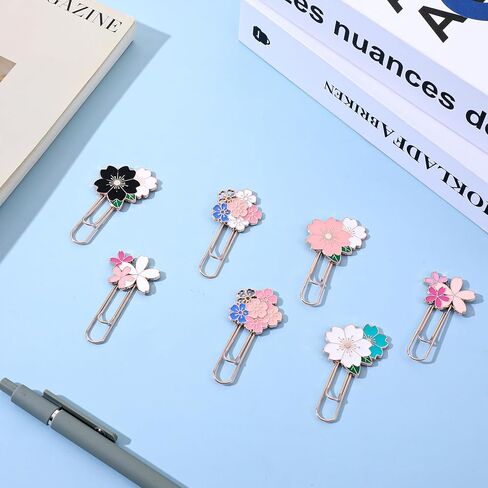 Grevosea 7 Pcs Cute Paper Clips, Flower Shaped Decorative Paper Clips Metal Paperclip Large Size Bookmark Office Stationery Supplies for Students Teachers Home Desk Organizers in Saudi Arabia