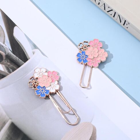 Grevosea 7 Pcs Cute Paper Clips, Flower Shaped Decorative Paper Clips Metal Paperclip Large Size Bookmark Office Stationery Supplies for Students Teachers Home Desk Organizers in Saudi Arabia