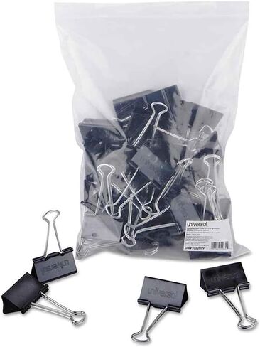 Universal 10220VP Large Binder Clips, Zip-Seal Bag, 1-Inch Capacity, 2-Inch Wide, Black, 36/Bag in Saudi Arabia