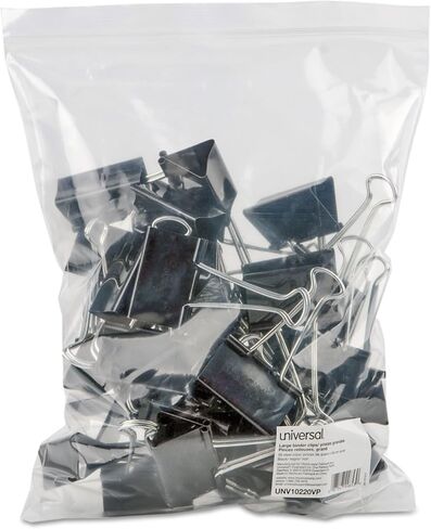 Universal 10220VP Large Binder Clips, Zip-Seal Bag, 1-Inch Capacity, 2-Inch Wide, Black, 36/Bag in Saudi Arabia