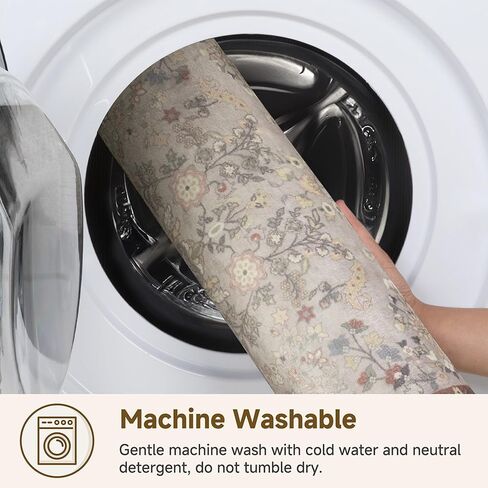 GRANNY SAYS Boho Bathroom Rugs 26"x 18" Non-Slip, Quick Dry & Washable, Vintage Bath Rug, Distressed Farmhouse Plush Velvet Bath Mat, Absorbent for Shower Toilet Sink, Pet Friendly - Flower Beige in Kuwait