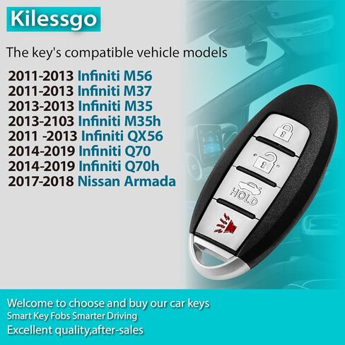 بديل لـ 2011-2019 إنفينيتي M56 M37 M35 M35h QX56 Q70 Q70h نيسان أرمادا CWTWB1U787 433MHz 46 4 أزرار in Kuwait