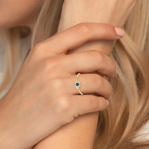 خاتم Diamond2Deal من الفضة الاسترليني ذو اللون الذهبي الاصطناعي الأزرق الإسبنيل المكعب بالزركونيا الشريرة in Saudi Arabia