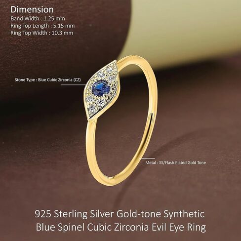 خاتم Diamond2Deal من الفضة الاسترليني ذو اللون الذهبي الاصطناعي الأزرق الإسبنيل المكعب بالزركونيا الشريرة in Saudi Arabia