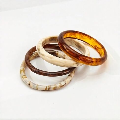 Acrylic Resin Chunky Bangle Bracelets For Women, 4Pcs Thick Stackable Colorful Geometric Circle Cuff Statement Wristband Set Jewelry Gift in Kuwait