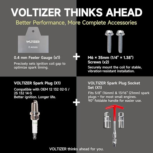 VOLTIZER High-Performance 25 519 02-S (2551902-S) EFI Ignition Coil – Fits Kohler ECH630 ECH650 ECH680 ECH730 ECH740 ECV730 ECV740 ECV749 – Includes Spark Plug & Tools – Engine-Tested in Saudi Arabia