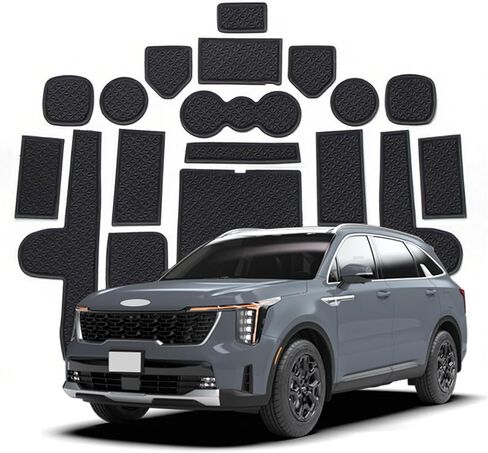 Cup Holder Mats for Kia Sorento 2021-2025, 21Pcs/Set Soft Non-Slip Waterproof Scratch Proof Door Slot Insert Mats Liner for Sorento 2025 2024 2023 Accessories Black in Saudi Arabia