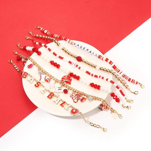 YAHPERN 6Pcs Baseball Trucker Hat Chains for Women Men Clay Beaded Baseball Charm Bill Decoration Detachable DIY Chains Hat Jewelry Accessories (Style D) in Saudi Arabia