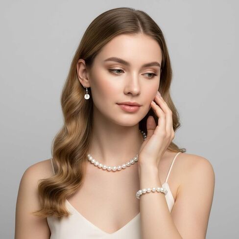 4 Sets Pearl Necklace Bracelets Earrings Set for Women, Classic 8mm Faux Pearl Jewelry Set Bulk, Pearls Costume Jewelry for Wedding Valentine's Day Mother's Day Gifts Bridal Shower Tea Party in Saudi Arabia