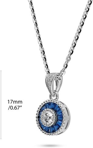 BERRICLE Sterling Silver Halo Round Cut Cubic Zirconia CZ Vintage Inspired Art Deco Fashion Necklace and Earrings Set for Women, Rhodium Plated in Saudi Arabia