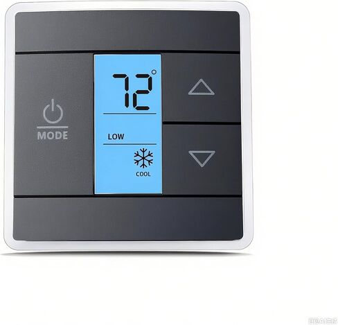 3316250.712 استبدال جدار ترموستات RV، 3 أسلاك للتحكم في الحرارة/البرودة في منطقة واحدة وإضاءة خلفية زرقاء وشاشة LCD رقمية لدرجة الحرارة للمركبات الترفيهية والمعسكرات والمقطورات باللون الأسود in Kuwait