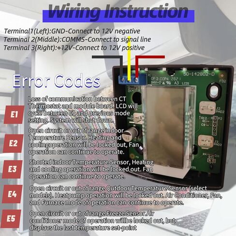 3316250.712 استبدال جدار ترموستات RV، 3 أسلاك للتحكم في الحرارة/البرودة في منطقة واحدة وإضاءة خلفية زرقاء وشاشة LCD رقمية لدرجة الحرارة للمركبات الترفيهية والمعسكرات والمقطورات باللون الأسود in Kuwait