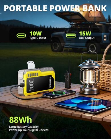 Karlxtom Car Battery Jump Starter with Air Compressor, 4500A Portable Car Jump Starter (All Gas /12L Diesel) with 190PSI Auto-Shutoff Tire Inflator, [2026 NEW Model] 12V Jump Box with LCD Display in Saudi Arabia
