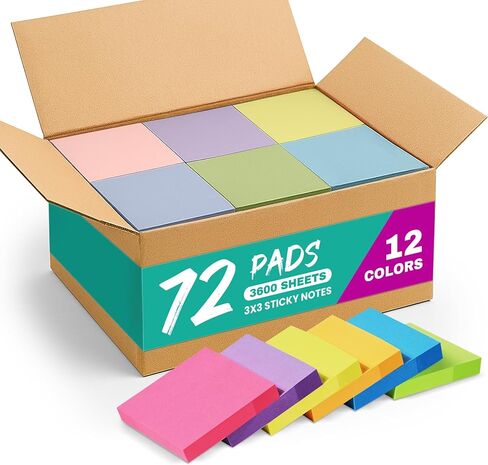 Sticky Notes, 36 Pads, 3x3 Inches Self-Stick Note Pads, Perfect for Office, Study, and Daily Life Organization - Bright in Kuwait