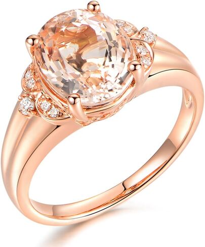 Fine Jewelry 14Kt Rose Gold Genuine Natural Morganite Gemstone Diamond Emerald Wedding Ring Sets for Women in Kuwait