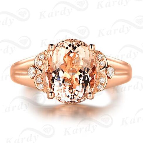 Fine Jewelry 14Kt Rose Gold Genuine Natural Morganite Gemstone Diamond Emerald Wedding Ring Sets for Women in Kuwait