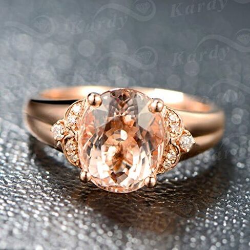 Fine Jewelry 14Kt Rose Gold Genuine Natural Morganite Gemstone Diamond Emerald Wedding Ring Sets for Women in Kuwait