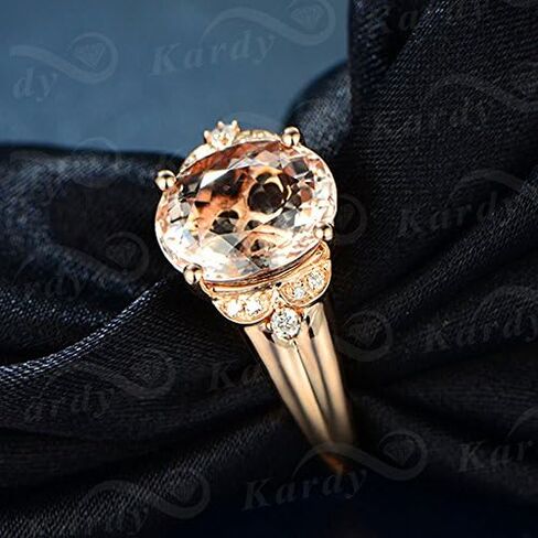 Fine Jewelry 14Kt Rose Gold Genuine Natural Morganite Gemstone Diamond Emerald Wedding Ring Sets for Women in Kuwait