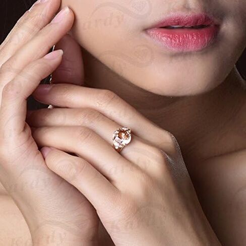 Fine Jewelry 14Kt Rose Gold Genuine Natural Morganite Gemstone Diamond Emerald Wedding Ring Sets for Women in Kuwait