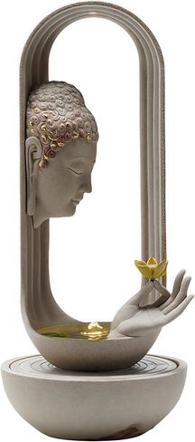 نوافير الطاولة، نافورة مياه بوذا في الداخل، تمثال بوذا للمنزل - تمثال بوذا داخلي/خارجي، ديكور وهدايا بوذا، بوذا، بودا، بودا، بوذا، الديكور الصيني والهدايا، فنغ شوي (أبيض) in Kuwait