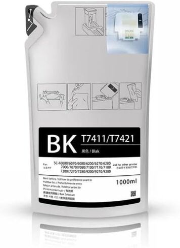 عبوات حبر 1000 مل T7411 T7414 T741X حبر صبغ متوافق مع SureColor F6000 F6070 F6200 F6270 F7000 F7200 F7270 F9200 (أسود) in Saudi Arabia
