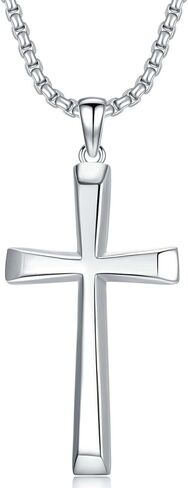 Sterling Silver Cross Pendant Necklace for Men Father Husband Christian Cross Necklace Jewelry Gift for Father's Day in Kuwait