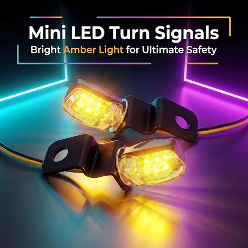 ANKIA 2PCS 12V Universal Motorcycle Front Rear Mini LED Turn Signal Indicator Blinker Light Brake Flasher For Harley Honda Suzuki Kawasaki Yamaha Cafe Racer Cruiser ATV Motocr (Black) in Kuwait