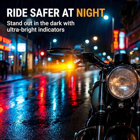 ANKIA 2PCS 12V Universal Motorcycle Front Rear Mini LED Turn Signal Indicator Blinker Light Brake Flasher For Harley Honda Suzuki Kawasaki Yamaha Cafe Racer Cruiser ATV Motocr (Black) in Kuwait