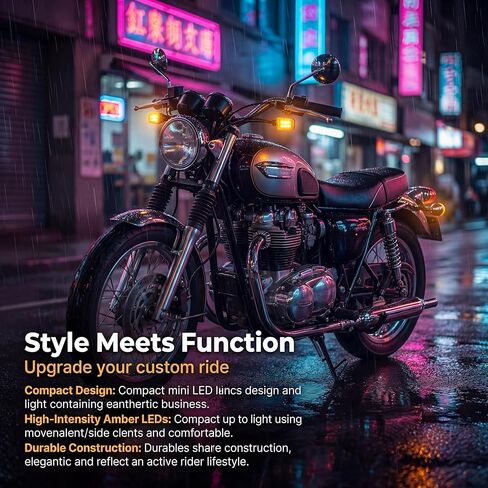 ANKIA 2PCS 12V Universal Motorcycle Front Rear Mini LED Turn Signal Indicator Blinker Light Brake Flasher For Harley Honda Suzuki Kawasaki Yamaha Cafe Racer Cruiser ATV Motocr (Black) in Kuwait