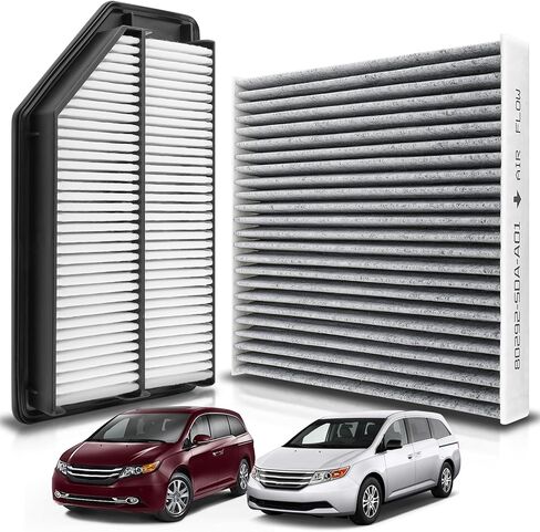 AUTOKAY 80292SDAA01 17220RV0A00 Cabin Engine Air Filter Set Fits for Honda Odyssey 3.5L 2011 2012 2013 2014 2015 2016 2017 RE# 80292-SEC-A01 80292-SWA-A01 CF10134 17220-RV0-A00 CA11042 AF6153 in Kuwait